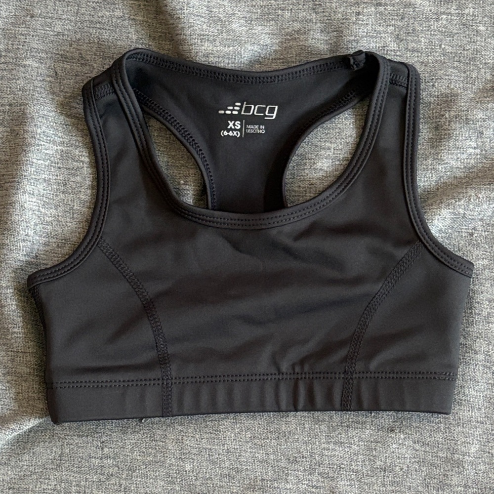 bcg Black Racerback Compression Sports Bra - XS 6/6x